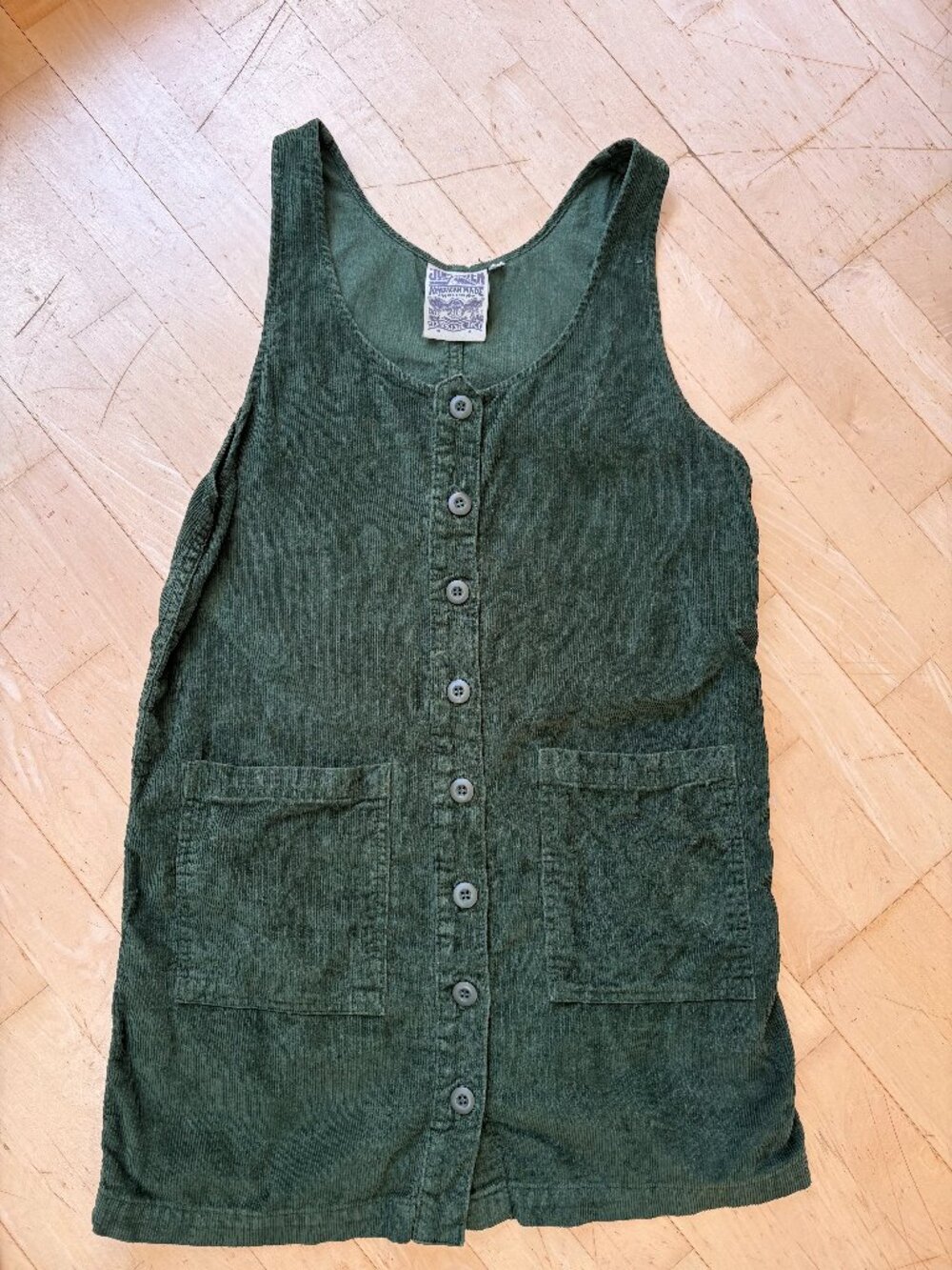 RARE Jungmaven Corduroy Jumper Dress Cotton/Hemp Sz S Romper Buttons Pockets - Picture 1 of 8